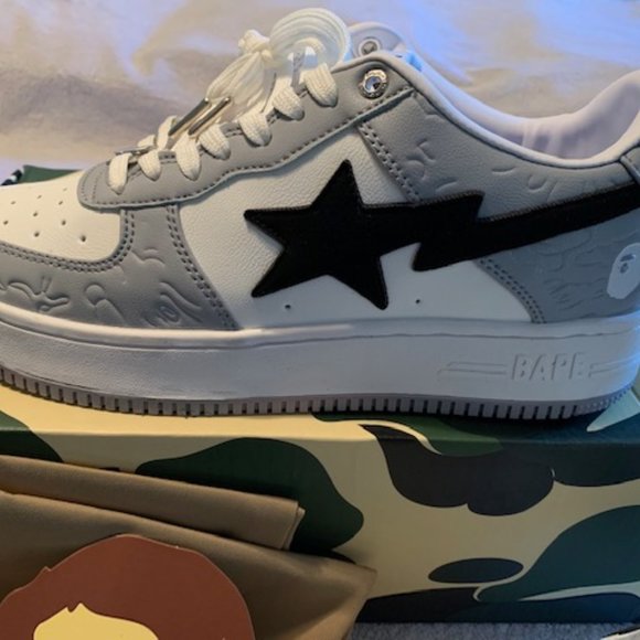 Bape Courtsta Shoes Grey, White, Black Men\'s Shoes size 10.5 Bapesta wit… main image 4